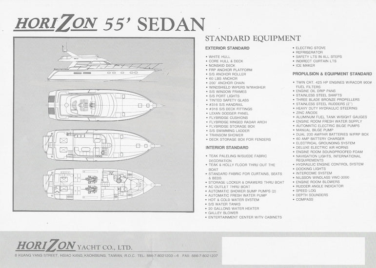Horizon 55 Sedan Specification Brochure