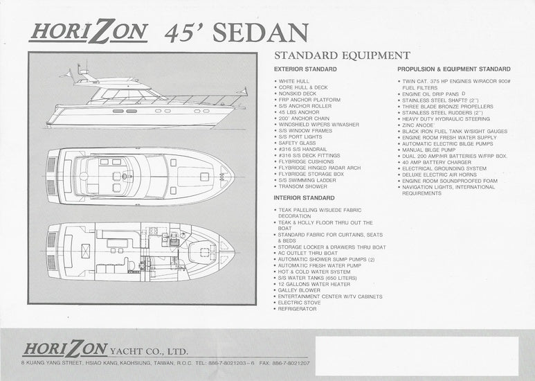 Horizon 45 Sedan Specification Brochure