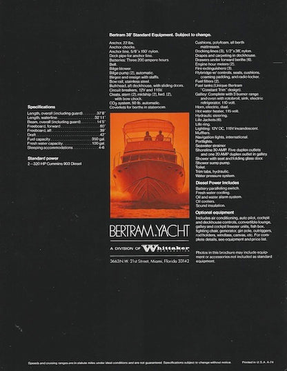 Bertram 38 Sport Fisherman Brochure