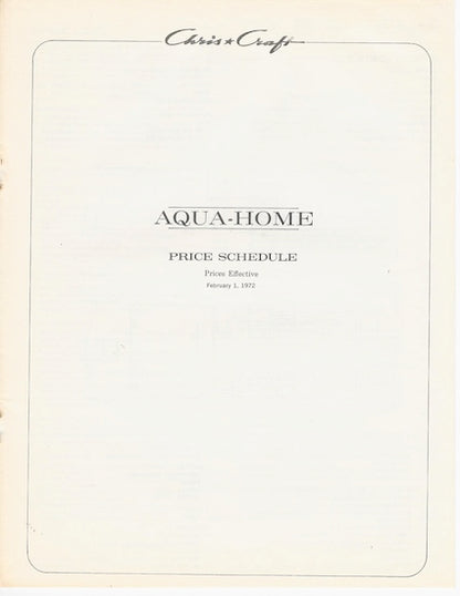 Chris Craft 1972 Aqua Home Specification and Price Brochure