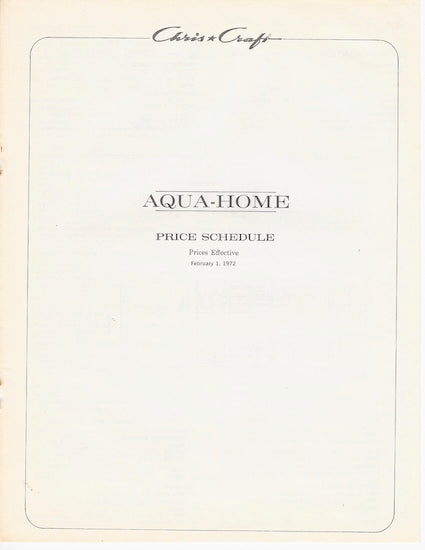 Chris Craft 1972 Aqua Home Specification and Price Brochure