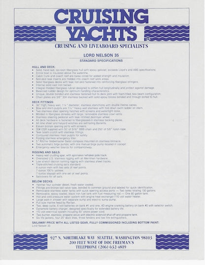 Lord Nelson 35 Digital Specification Brochure
