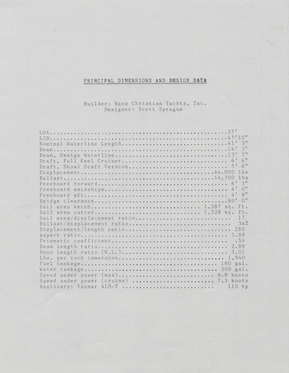 Hans Christian 48 Specification Brochure