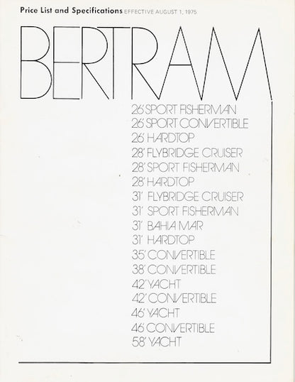 Bertram 1975/1976 Specification Brochure