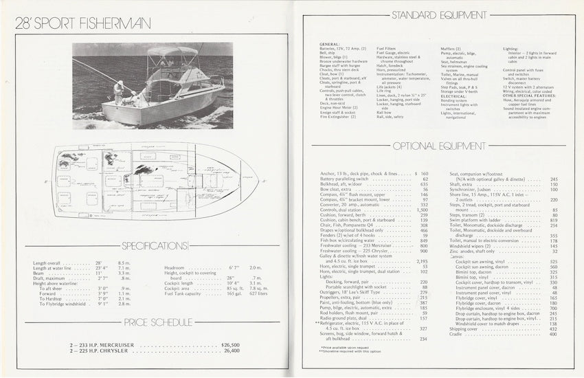 Bertram 1975/1976 Specification Brochure
