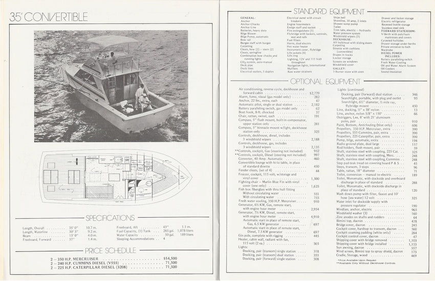 Bertram 1975/1976 Specification Brochure