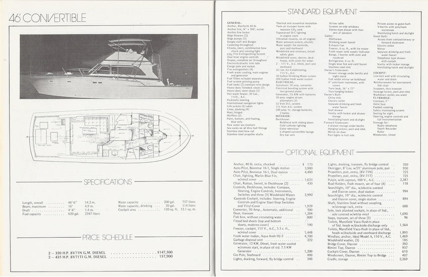 Bertram 1975/1976 Specification Brochure