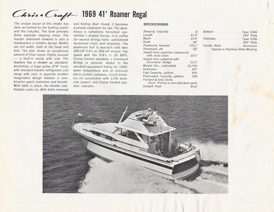 Chris Craft Roamer 41 Regal Specification Brochure