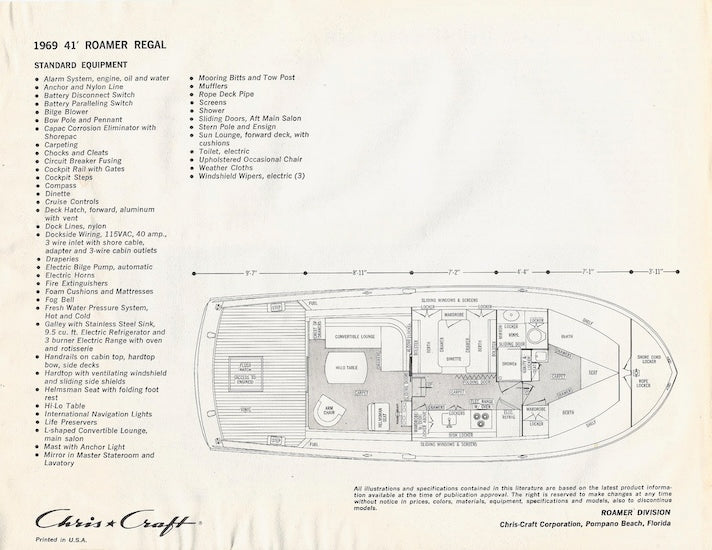 Chris Craft Roamer 41 Regal Specification Brochure