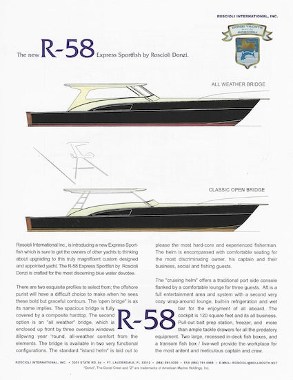Roscioli R-58 Express Specficiation Brochure