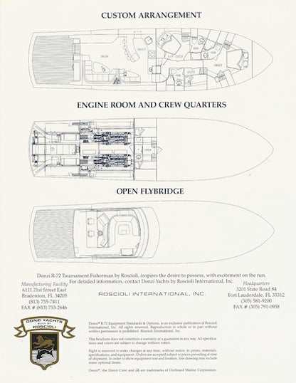 Roscioli Donzi R-72 Specification Brochure