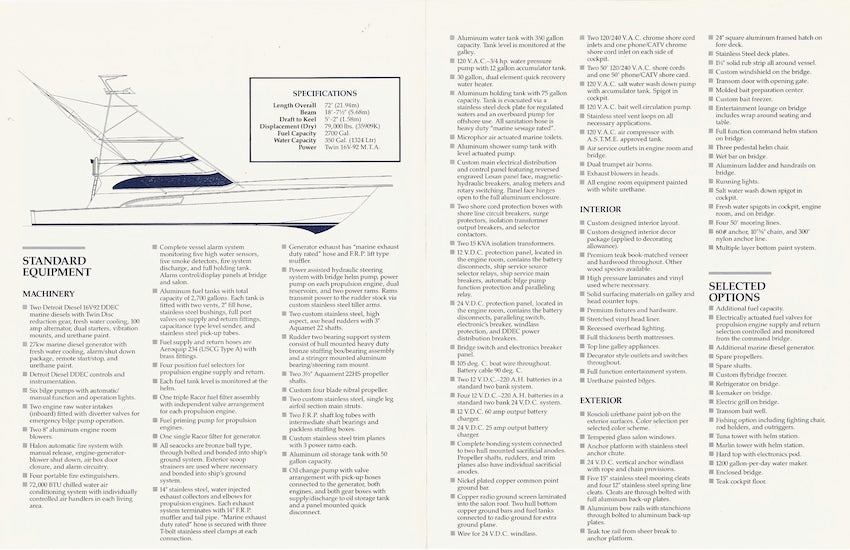 Roscioli Donzi R-72 Specification Brochure