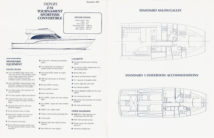 Roscioli Donzi R-54 Specification Brochure