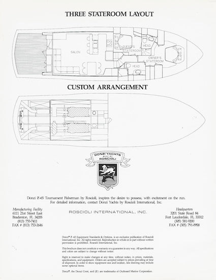 Roscioli Donzi R-65 Specification Brochure