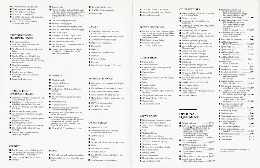 Roscioli Donzi R-65 Specification Brochure