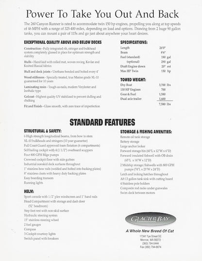 Glacier Bay 260 Canyon Runner Brochure