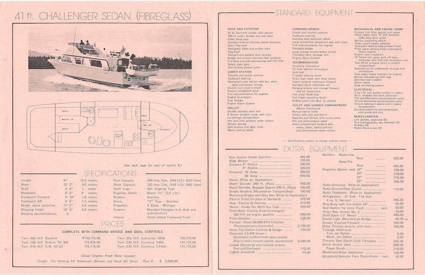 Canoe Cove 41 Challenger Specification Brochure