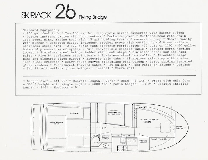 Skipjack 26 Flying Bridge Specification Brochure