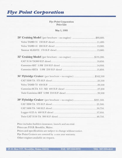 Fly Point 39 Specification Brochure