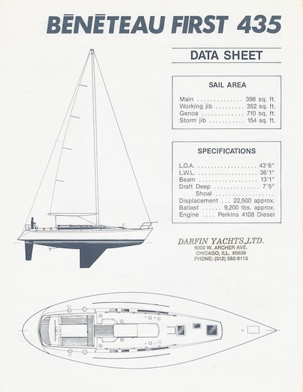 Beneteau First 435 Specification Sheet