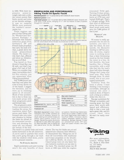 Viking 54 Sports Yacht Boating Magazine Reprint Brochure