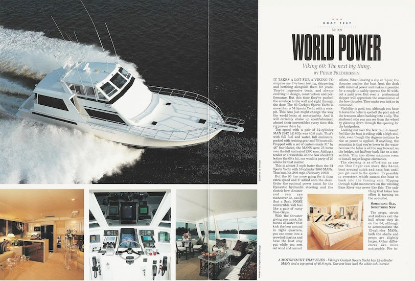 Viking 60 Cockpit Motor Yacht Magazine Reprint Brochure