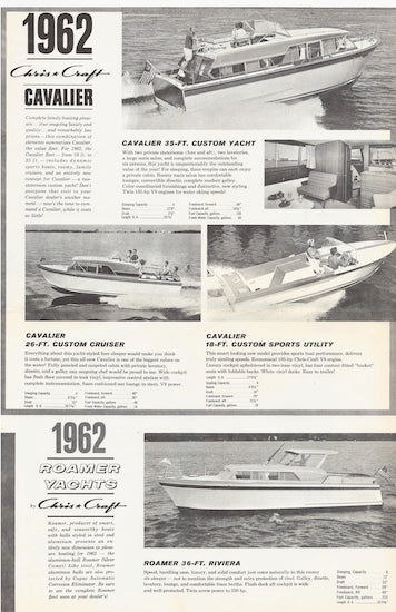 Chris Craft 1962 Poster Brochure