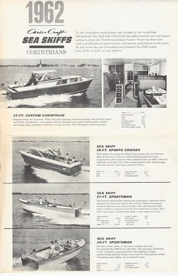 Chris Craft 1962 Poster Brochure