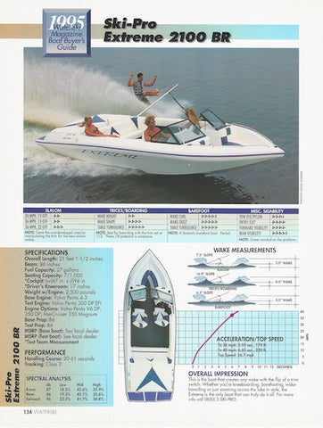 Ski-Pro Extreme 2100BR Waterski Magazine Reprint Brochure