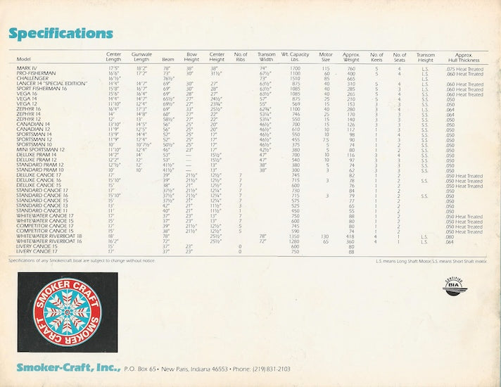 Smoker Craft 1978 Brochure