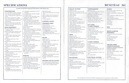 Beneteau Oceanis 361 Specification Brochure