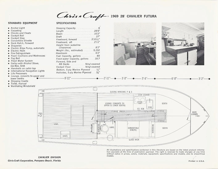 Chris Craft 1969 Cavalier Folder Brochure