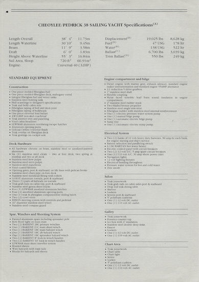 Cheoy Lee 38 Pedrick Digital Specification Brochure