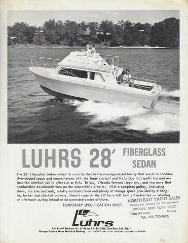 Luhrs 28 Sedan Specification Brochure