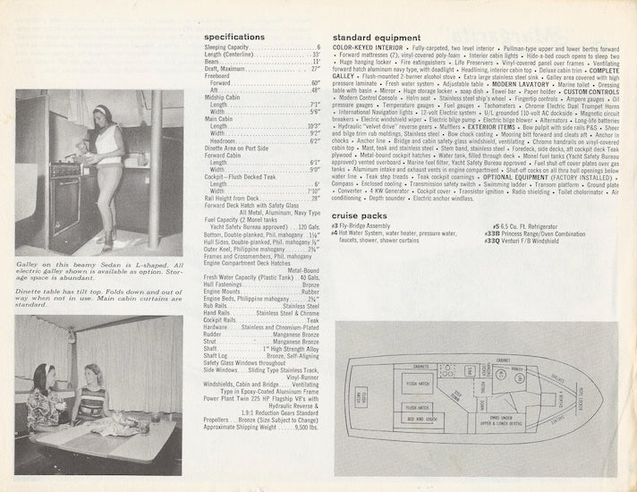 Owens Margarita 33 Yacht Sedan Specification Brochure