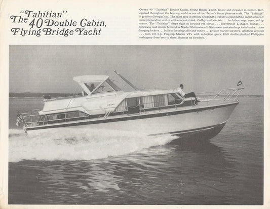 Owens Tahitian 40 Double Cabin Flying Bridge Specification Brochure