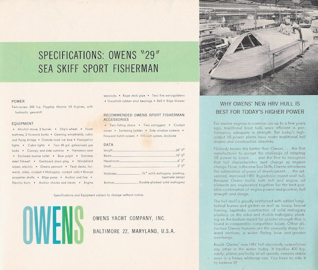 Owens 29 Sea Skiff Series Brochure