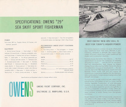 Owens 29 Sea Skiff Series Brochure