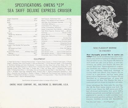 Owens 27 Sea Skiff Deluxe Express Cruiser Brochure