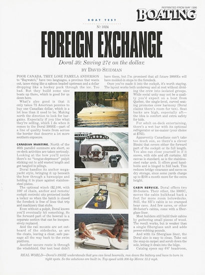 Doral 30 Boating Magazine Reprint Brochure