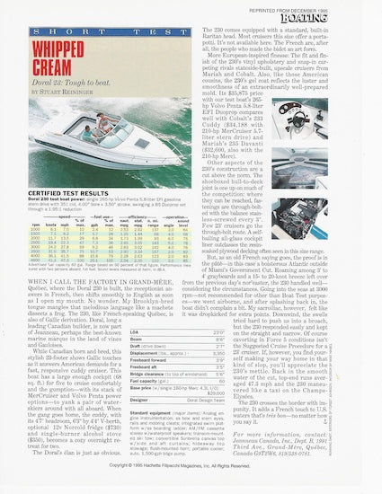 Doral 23 Boating Magazine Reprint Brochure
