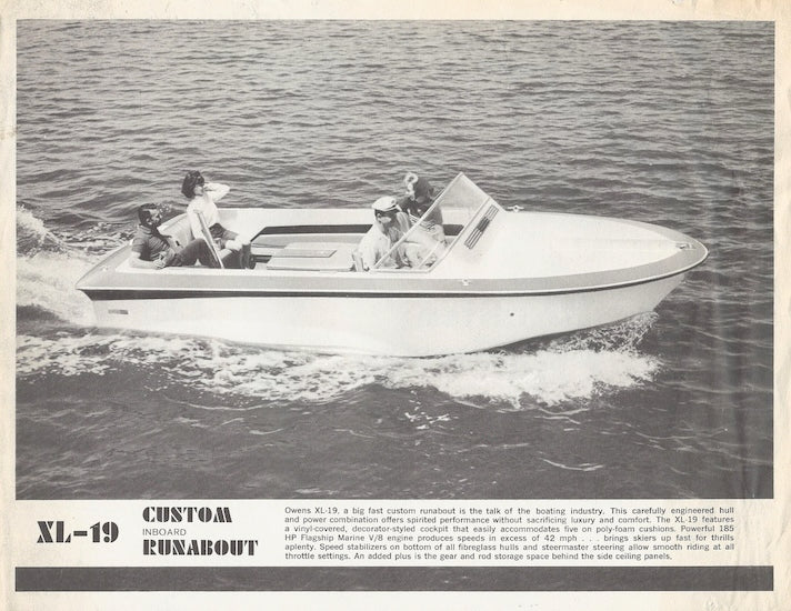 Owens XL-19 Custom Inboard Runabout Specification Brochure