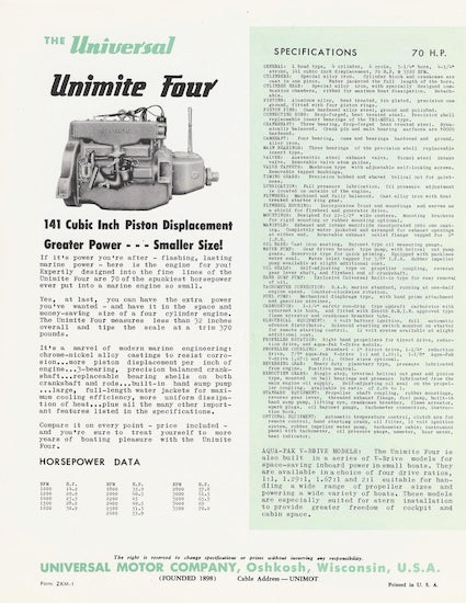 Universal Powernaut Unimite Four Brochure