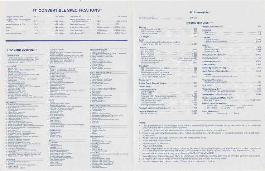 Viking 57 Convertible Specification Brochure