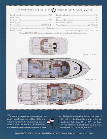 Queenship 54 Motor Yacht Brochure
