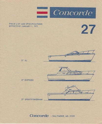 Concorde 27 Series Specification Brochure