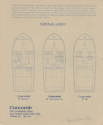Concorde 27 Series Specification Brochure