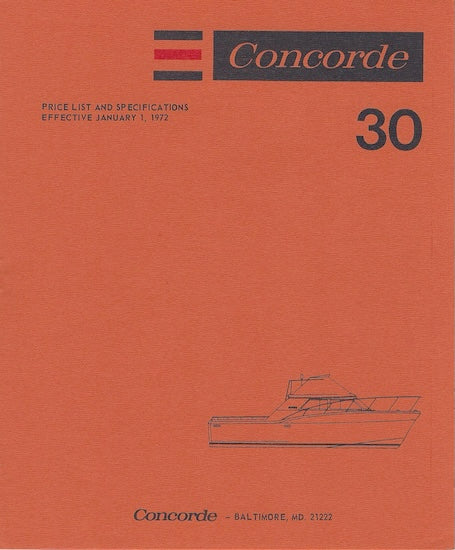 Concorde 30 Sport Fisherman Specification Brochure