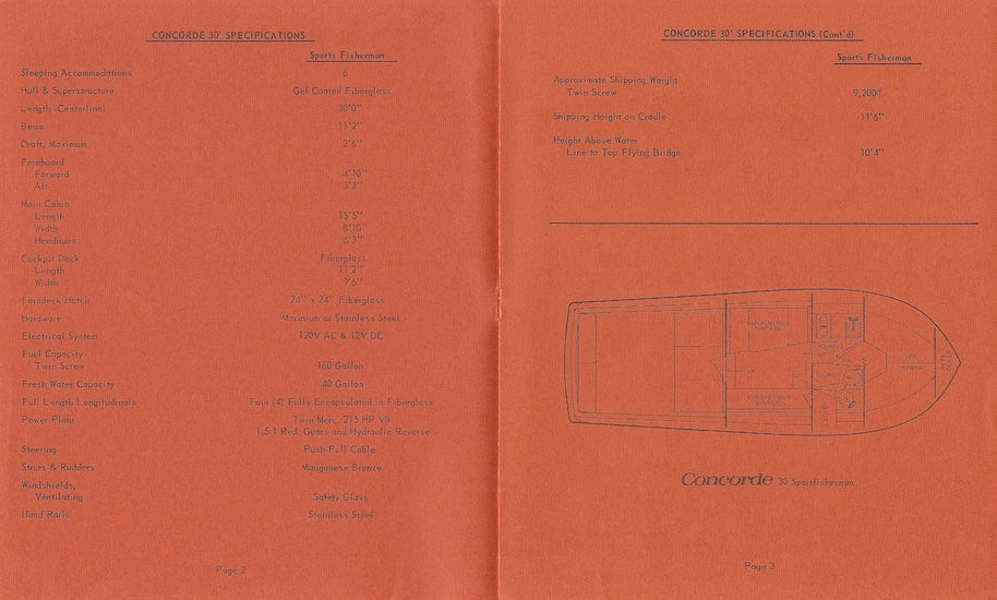 Concorde 30 Sport Fisherman Specification Brochure