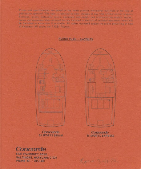 Concorde 35 Series Specification Brochure
